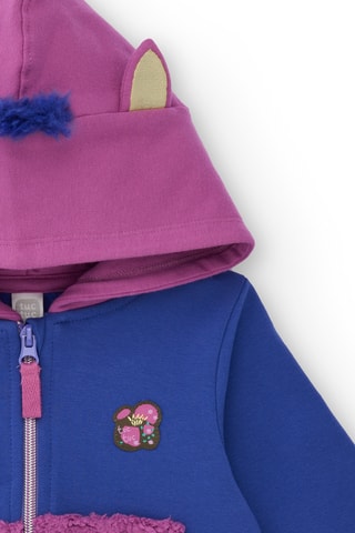 Sweater 2 Materialen met Capuchon en Oren - Paars