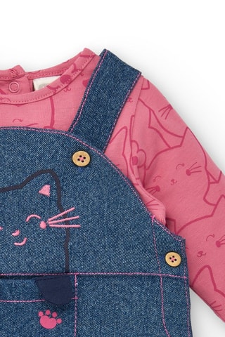 T-shirt en Spijkertuinjurk - Blauw en roze