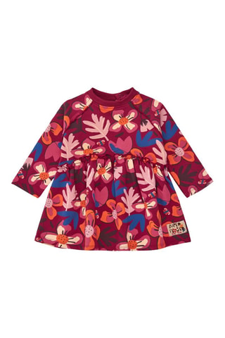 Fleece Jurk - Rood, blauw en roze