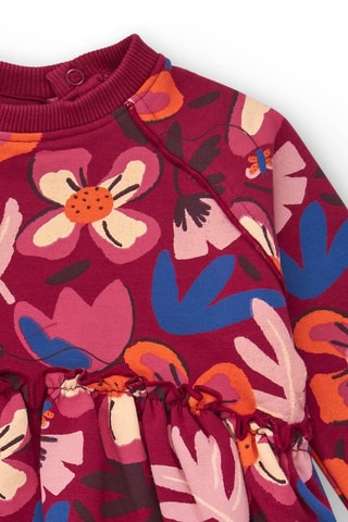 Fleece Jurk - Rood, blauw en roze