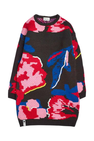 Trui-jurk - Zwart, rood en blauw