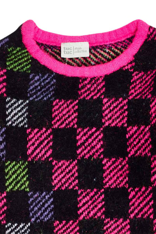Trui-jurk - Zwart, groen en roze