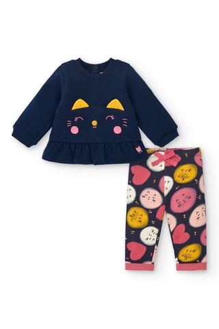 T-shirt en Legging - Blauw, geel en roze