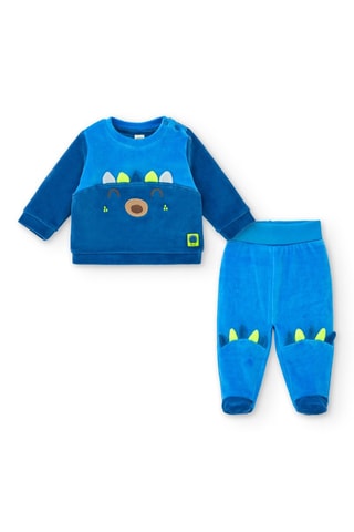 Velours Sweater en Broek - Blauw, groen en bruin