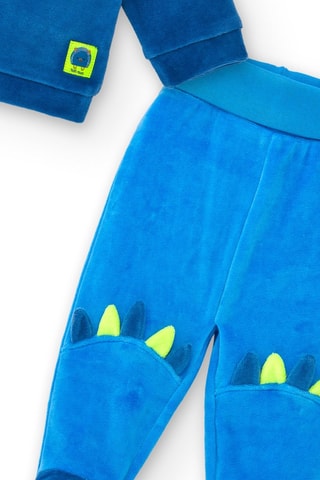 Velours Sweater en Broek - Blauw, groen en bruin