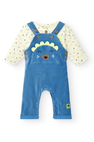Overhemd en Tuinbroek - Wit, blauw en bruin