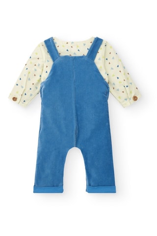 Overhemd en Tuinbroek - Wit, blauw en bruin