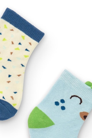 3 Paar Sokken - Wit, blauw en groen