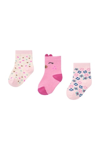 3 Paar Sokken - Wit, bruin en roze