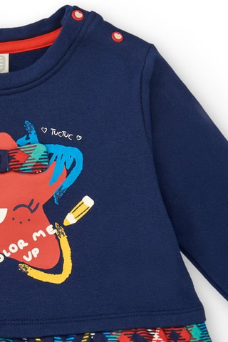 Jurk Trompe-l'œil - Wit, rood en blauw