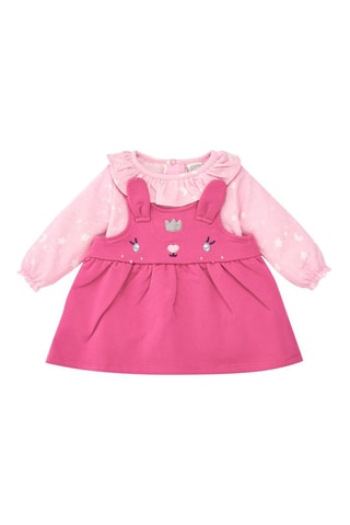 T-shirt en Tuinjurk - Wit, roze en grijs