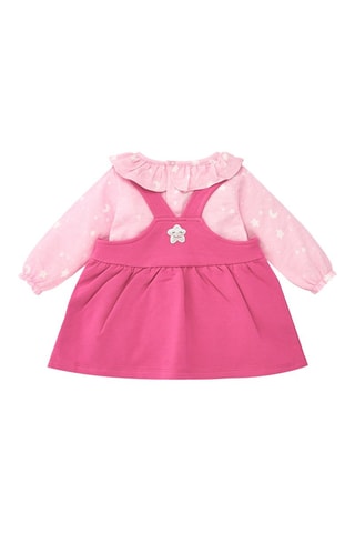 T-shirt en Tuinjurk - Wit, roze en grijs
