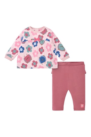 T-shirt en Legging - Blauw, groen en roze