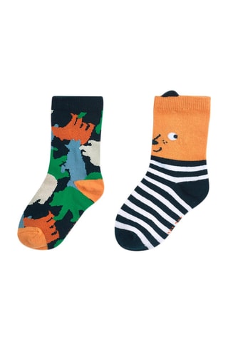 2 Paar Sokken - Blauw, groen en oranje