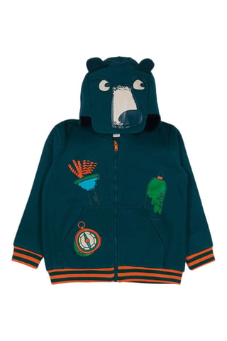 Sweater met Capuchon en Oortjes - Groen en oranje