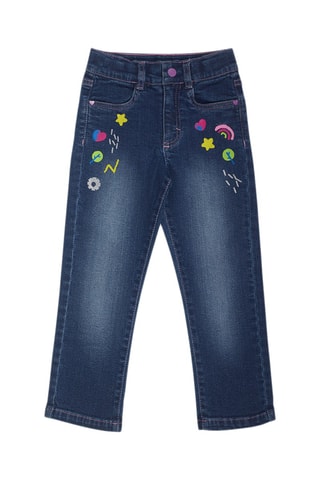 Jeans - Blauw, geel en roze