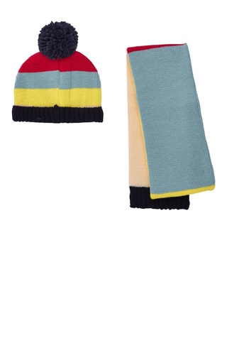 Muts met Pompon en Sjaal - Donkerblauw