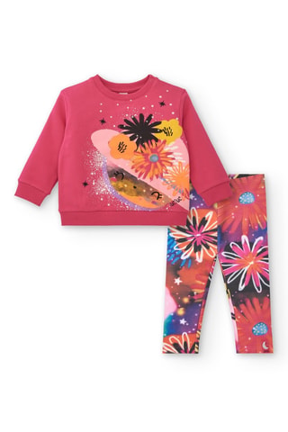 Sweater en Legging - Blauw, paars en roze