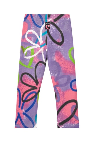 Fleece legging - Blauw, groen en roze