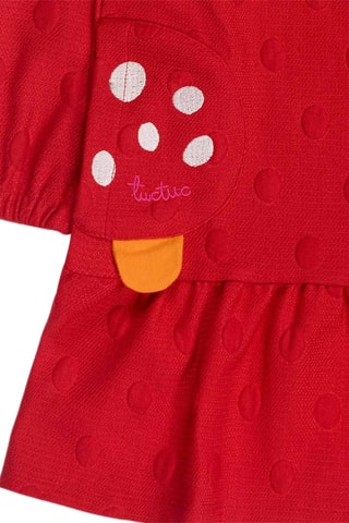 Jurk met Ruches - Wit, rood en geel