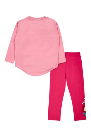 T-shirt en Legging - Wit, rood en roze