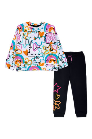 Sweater en Joggingbroek - Wit, zwart en roze
