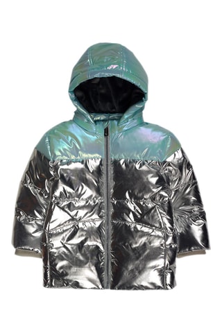 Gewatteerde Jas met Capuchon - Blauw en grijs