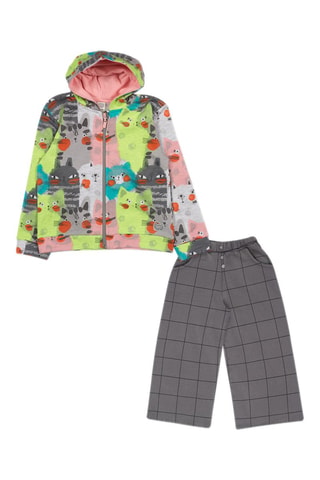 Sweater met Capuchon en Broek - Rood, groen en grijs
