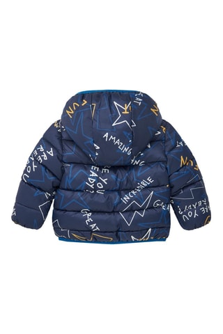 Gewatteerde Jas met Capuchon - Wit en blauw
