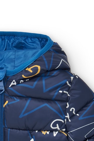 Gewatteerde Jas met Capuchon - Wit en blauw