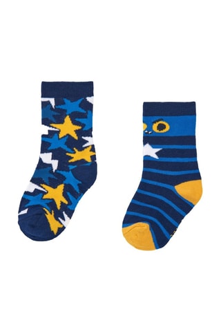 2 Paar Sokken - Wit, blauw en geel