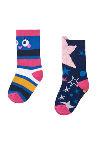 2 Paar Sokken - Wit, blauw en roze
