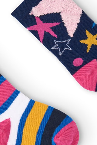 2 Paar Sokken - Wit, blauw en roze