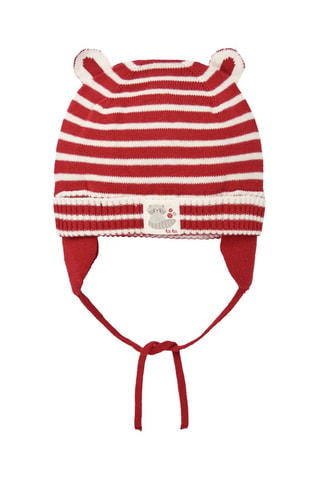 Muts met oortjes - Wit en rood