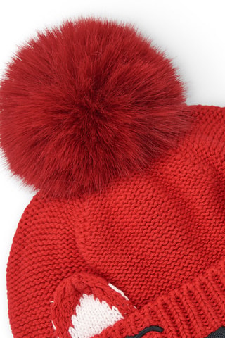 Muts met Pompon - Rood, wit en zwart