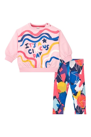 Sweater en Legging - Blauw, geel en roze