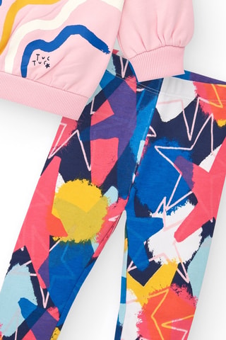 Sweater en Legging - Blauw, geel en roze