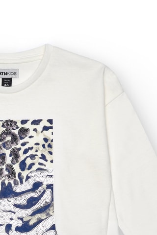 T-shirt - Wit, blauw en grijs