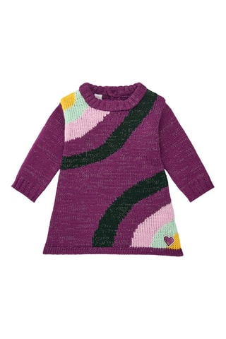 Trui-jurk - Groen, paars en roze