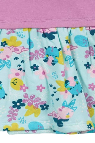 Jurk Trompe-l'œil - Blauw, geel en roze