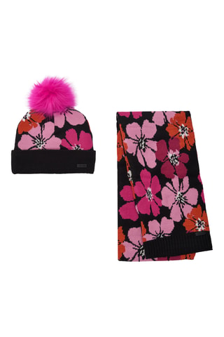 Sjaal en Muts met Pompon - Fuchsia