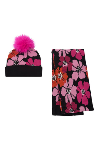 Sjaal en Muts met Pompon - Fuchsia