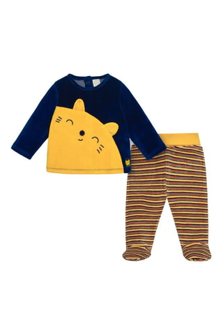 T-shirt van 2 Materialen en Broek - Wit, rood en blauw