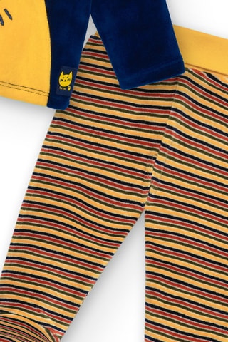 T-shirt van 2 Materialen en Broek - Wit, rood en blauw