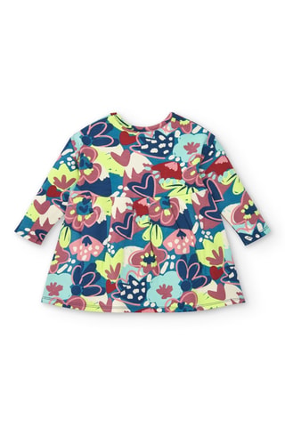 Fleece Jurk - Groen en roze