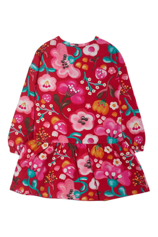 Fleece Jurk met Ruches - Rood, groen en roze