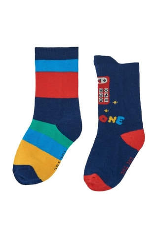 2 Paar Sokken - Rood, blauw en groen