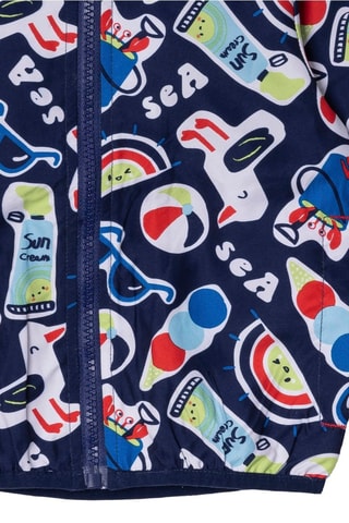 Windjack met Capuchon Beach Day - Rood en blauw
