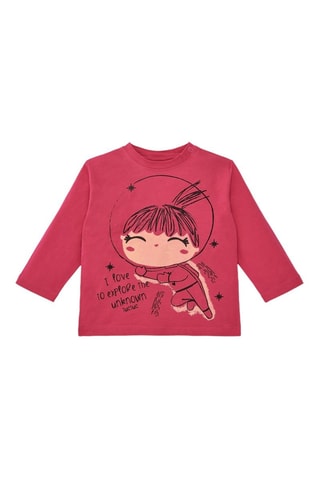 T-shirt - Zwart, beige en roze