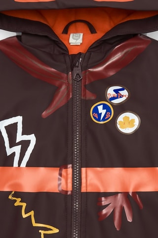 Regenjas met capuchon - Wit, zwart en oranje
